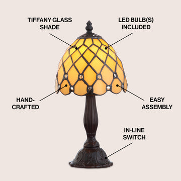 Campbell Tiffany Style 12.5" LED Table Lamp - JONATHAN Y